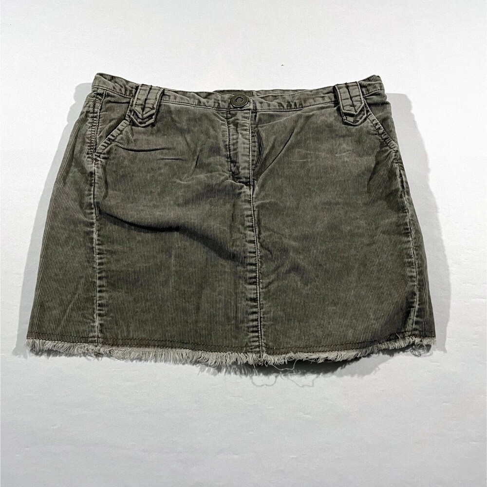Zadig & Voltaire Figue Kaki Denim Y2k Style Mini Jean Denim Grunge Skirt 40 IT
